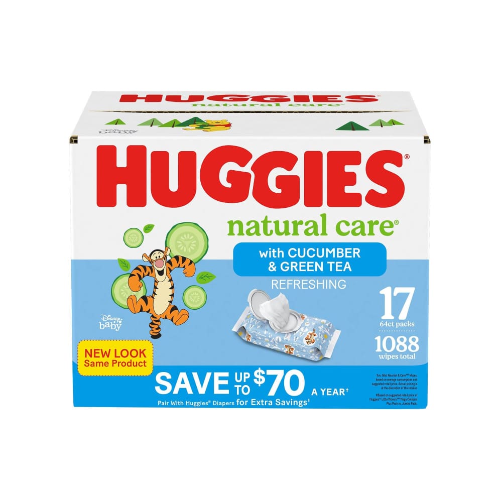 Huggies Cucumber and Green Tea Natural Care Sensitive Baby Wipes 1088 ct. - Huggies