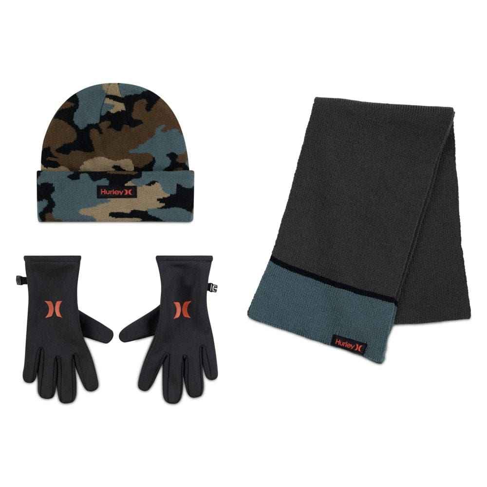 Hurley Boys’ Beanie Gloves and Scarf Set - Hiking Gear & Outdoor Clothing - ShelHealth