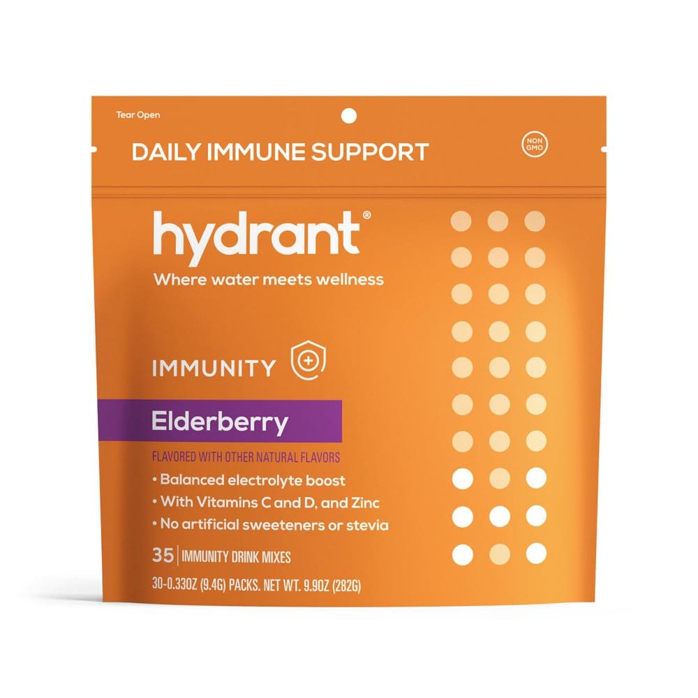 Hydrant Daily Immune Support, Elderberry Immunity Drink Mix Stick Packs