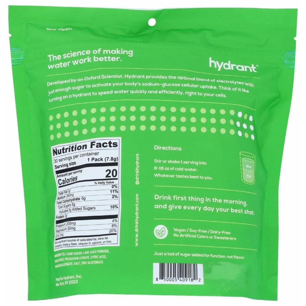 HYDRANT Hydrant Hydration Lime 30Pkt, 30 Ea