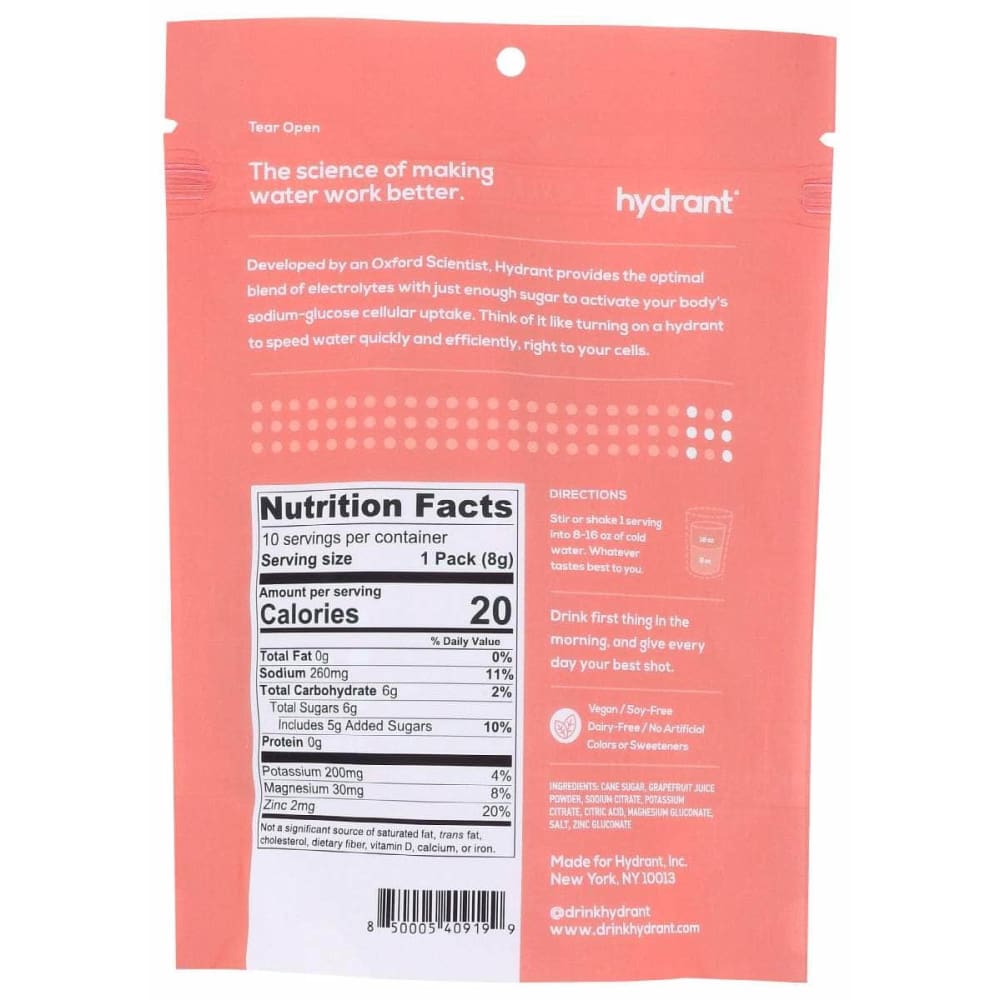 HYDRANT Hydrant Rapid Hydration Mix Grapefruit, 10 Ea