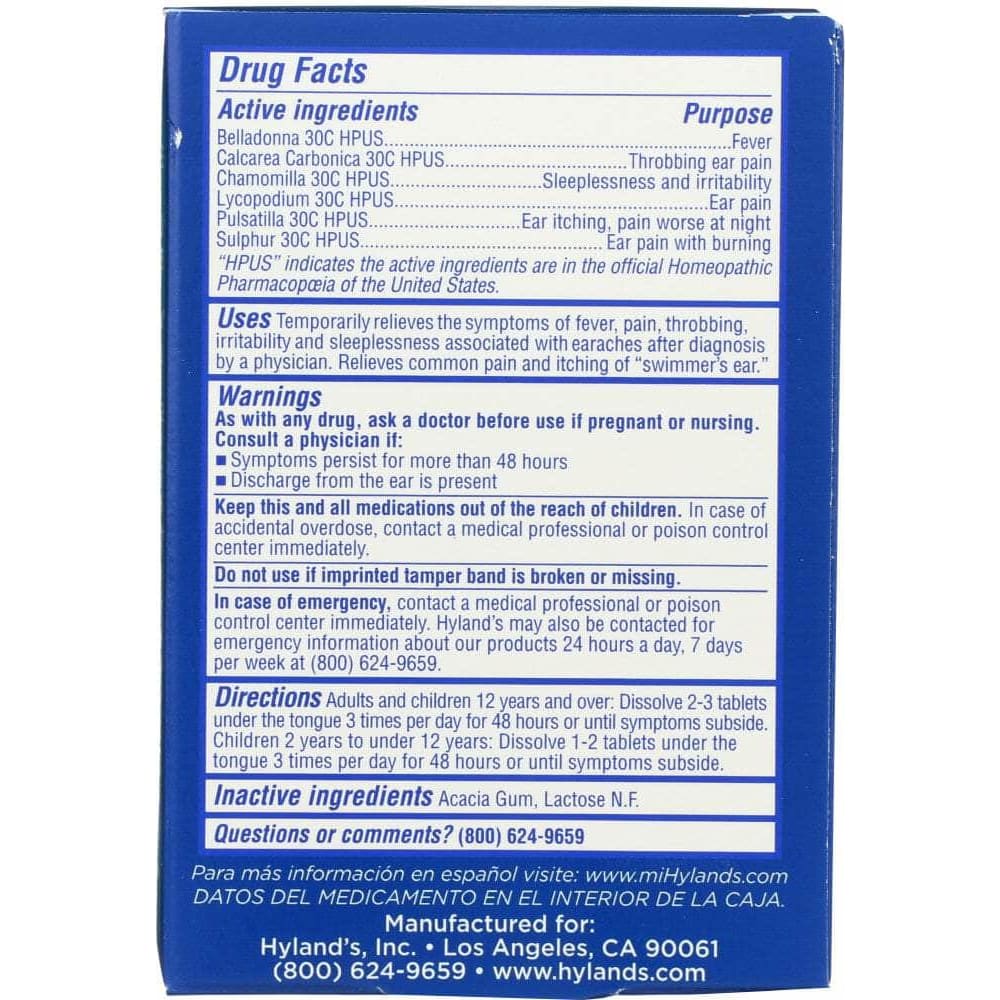 HYLANDS Hyland'S Homeopathic Earache Tablets, 40 Tablets