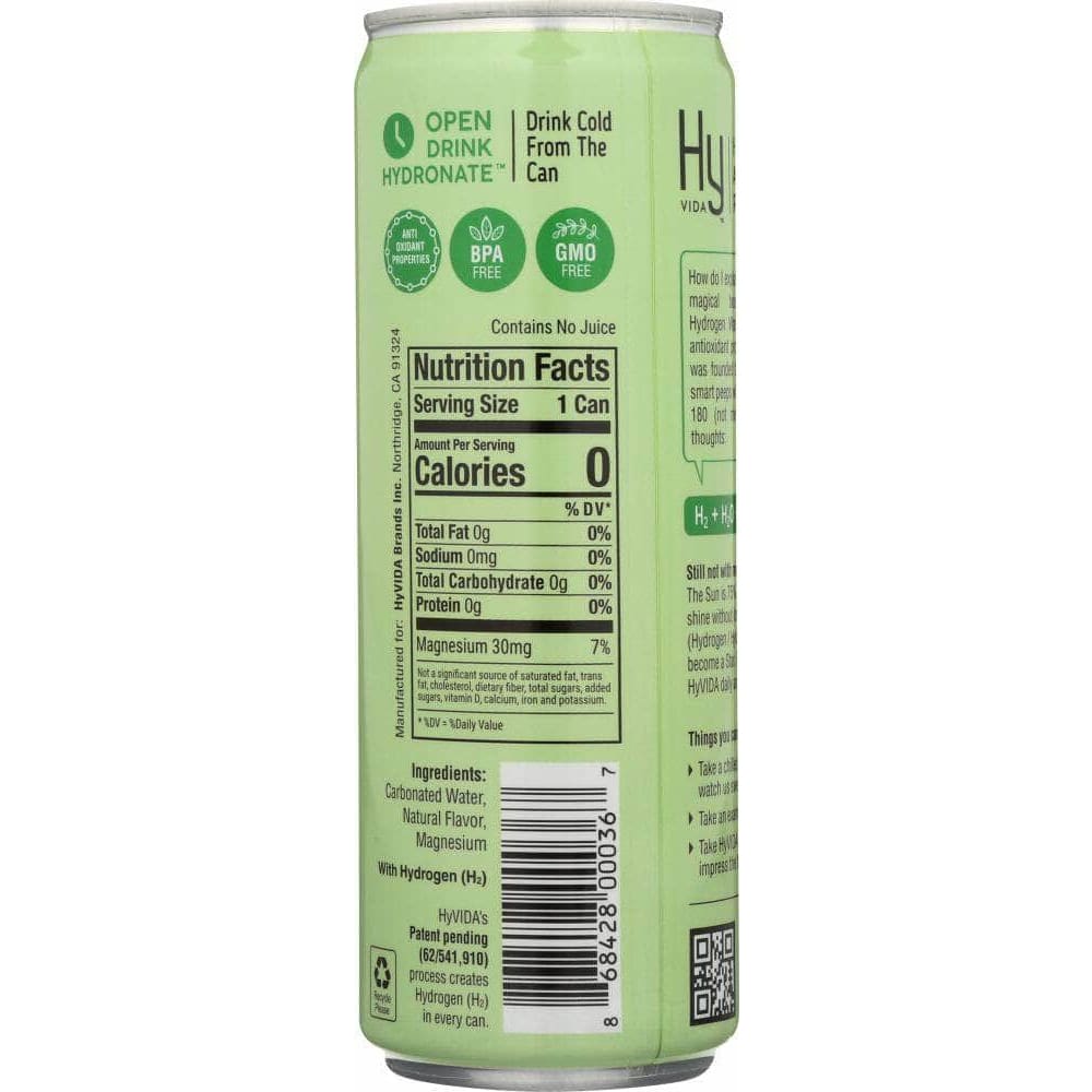 Hyvida Hyvida Water Sparkling Lemon Lime, 12 fl. oz.