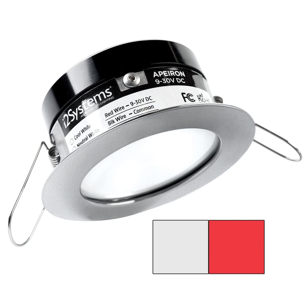 i2Systems Apeiron PRO A503 - 3W Spring Mount Light - Round - Cool White & Red - Brushed Nickel Finish - Lighting | Dome/Down Lights -