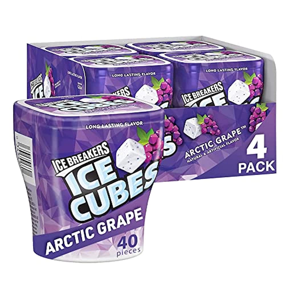 Ice Breakers Gum Sugar Free Ice Cubes Arctic Grape - 4 Ct - 40 Pieces Each BB 12/23 - Grocery - Ice Breakers