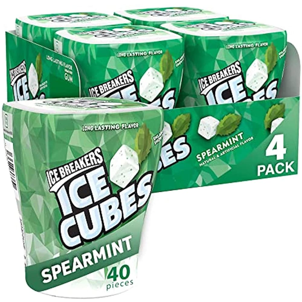 Ice Breakers Gum Sugar Free Ice Cubes Spearmint - Pack of 4 Bottles BB 05/24 - Grocery - Ice Breakers