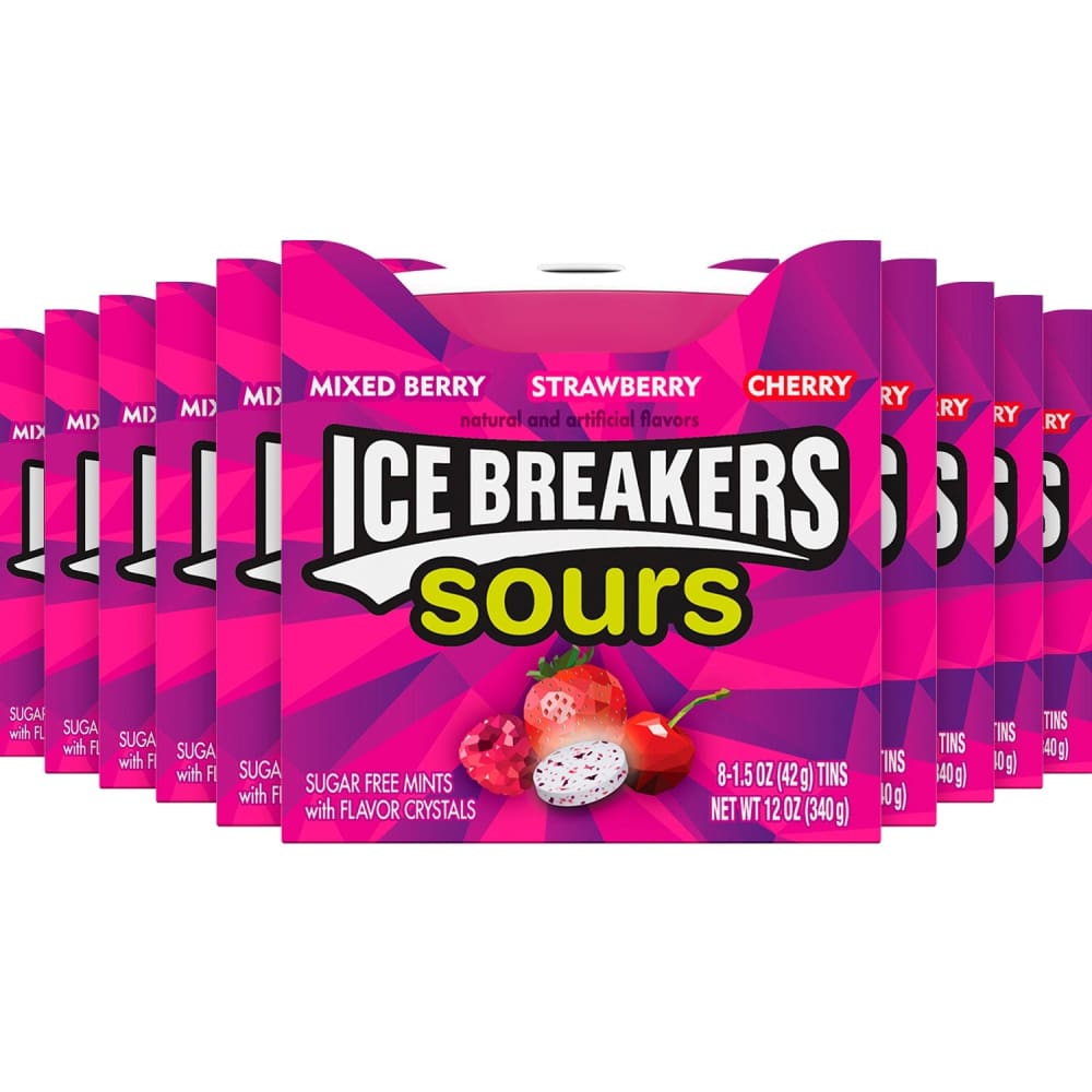 Ice Breakers Sours Sugar Free Mints, Mixed Berry, Strawberry, Cherry 8