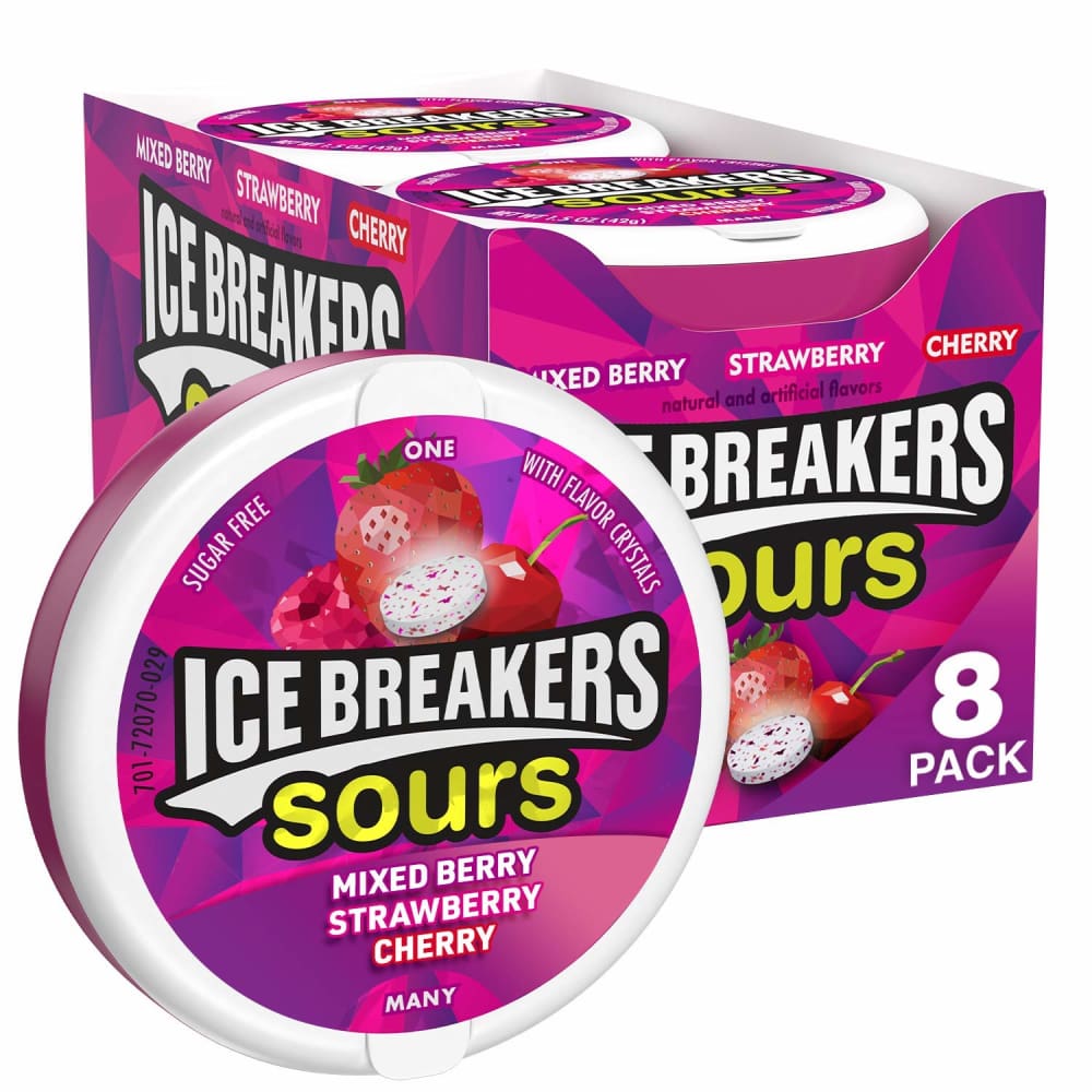 Ice Breakers Sours Sugar Free Mints Mixed Berry Strawberry Cherry - 8 Ct - Grocery - Ice Breakers