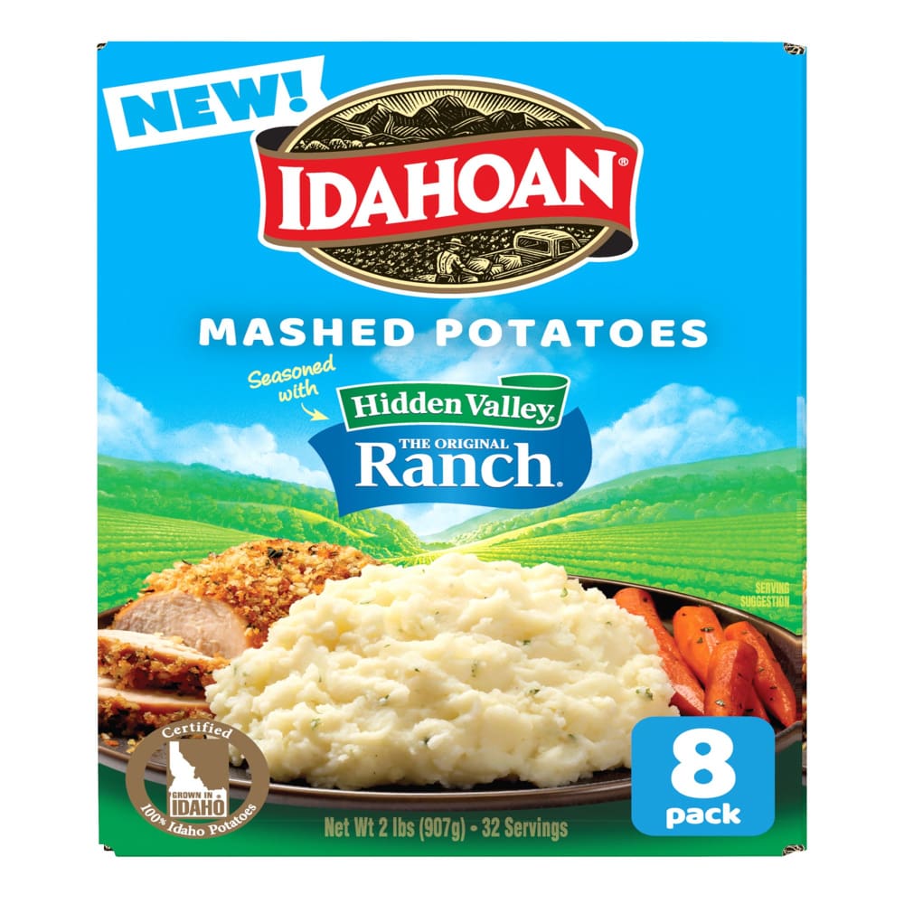 Idahoan Hidden Valley Ranch Mashed Potatoes 8 pk./4 oz. - Home/Grocery Household & Pet/Canned & Packaged Food/Pasta Potatoes &