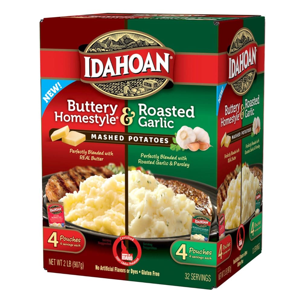 Idahoan Instant Mashed Potatoes Buttery Homestyle and Roasted Garlic (8 pk.) - Pasta & Boxed Meals - Idahoan Instant