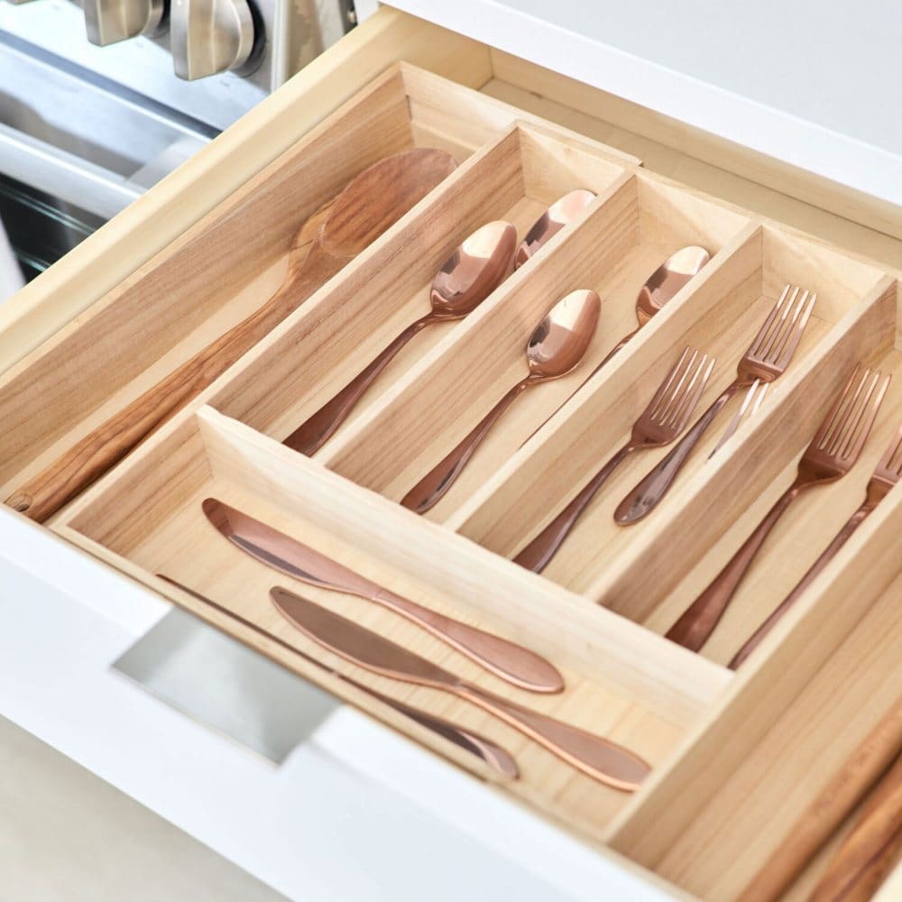iDesign Renewable Paulownia Wood Collection Expandable Flatware And Cutlery Tray 15 x 12 To 22 - Kitchen Organization - iDesign