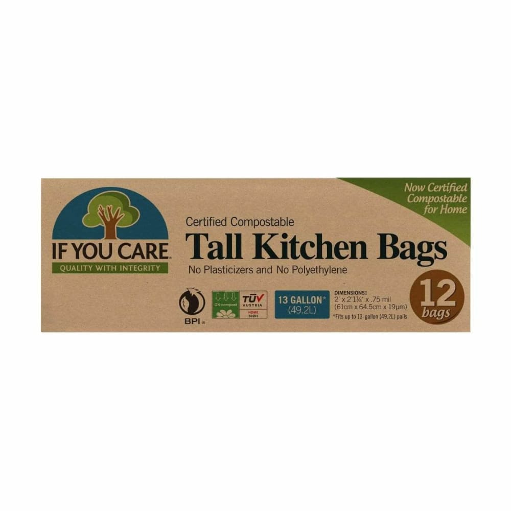 If You Care If You Care 13 Gallon Compostable Tall Kitchen Bags, 12 bg