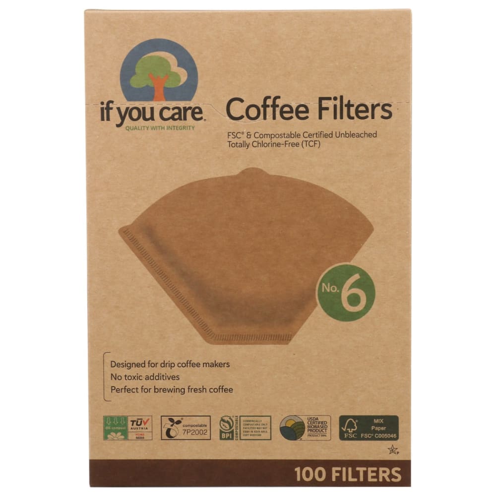 IF YOU CARE: Coffee Filter No.6 100 PC (Pack of 4) - Beverages > Coffee Tea & Hot Cocoa - IF YOU CARE