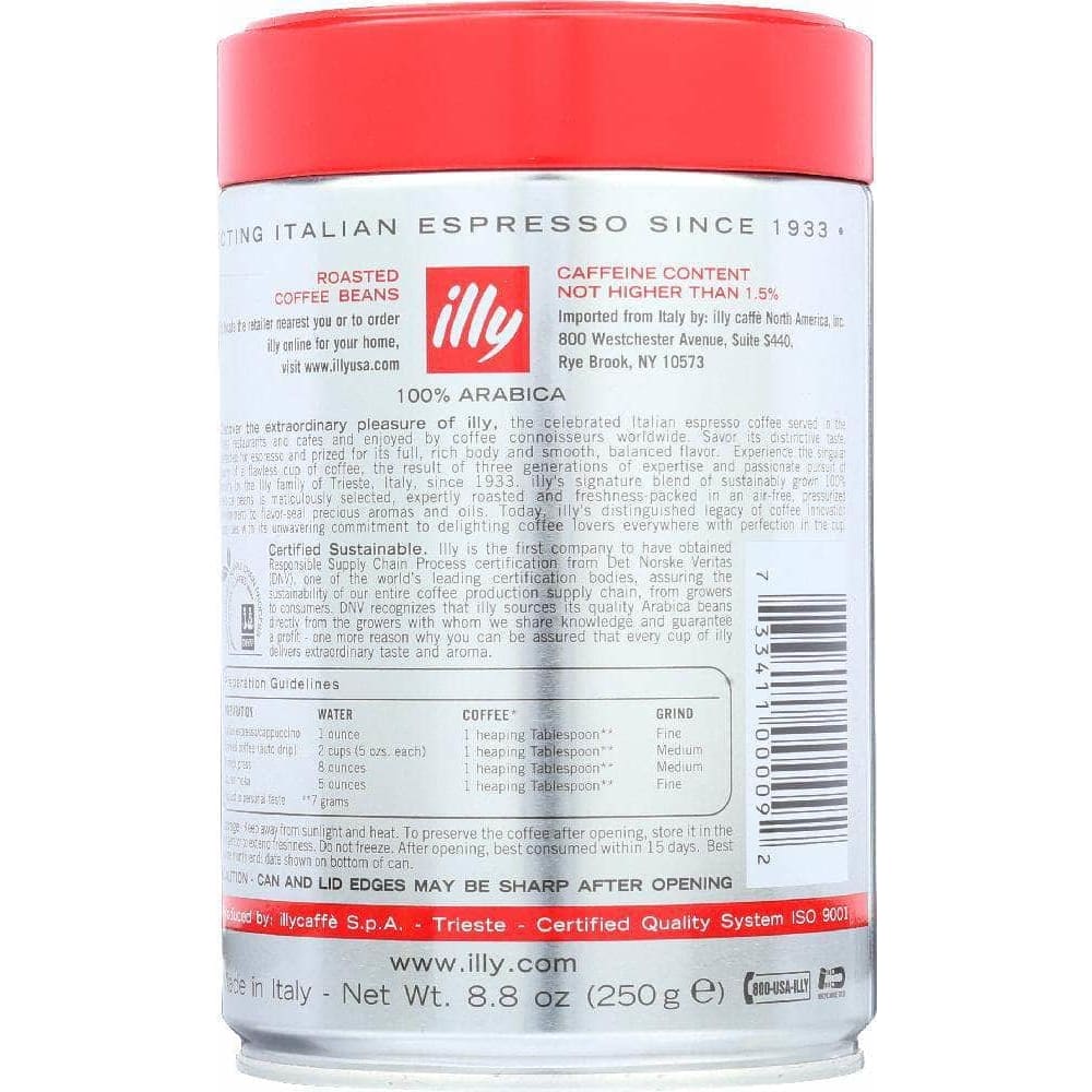 Illy Illycaffe Coffee Wolebean Normale, 8.8 oz
