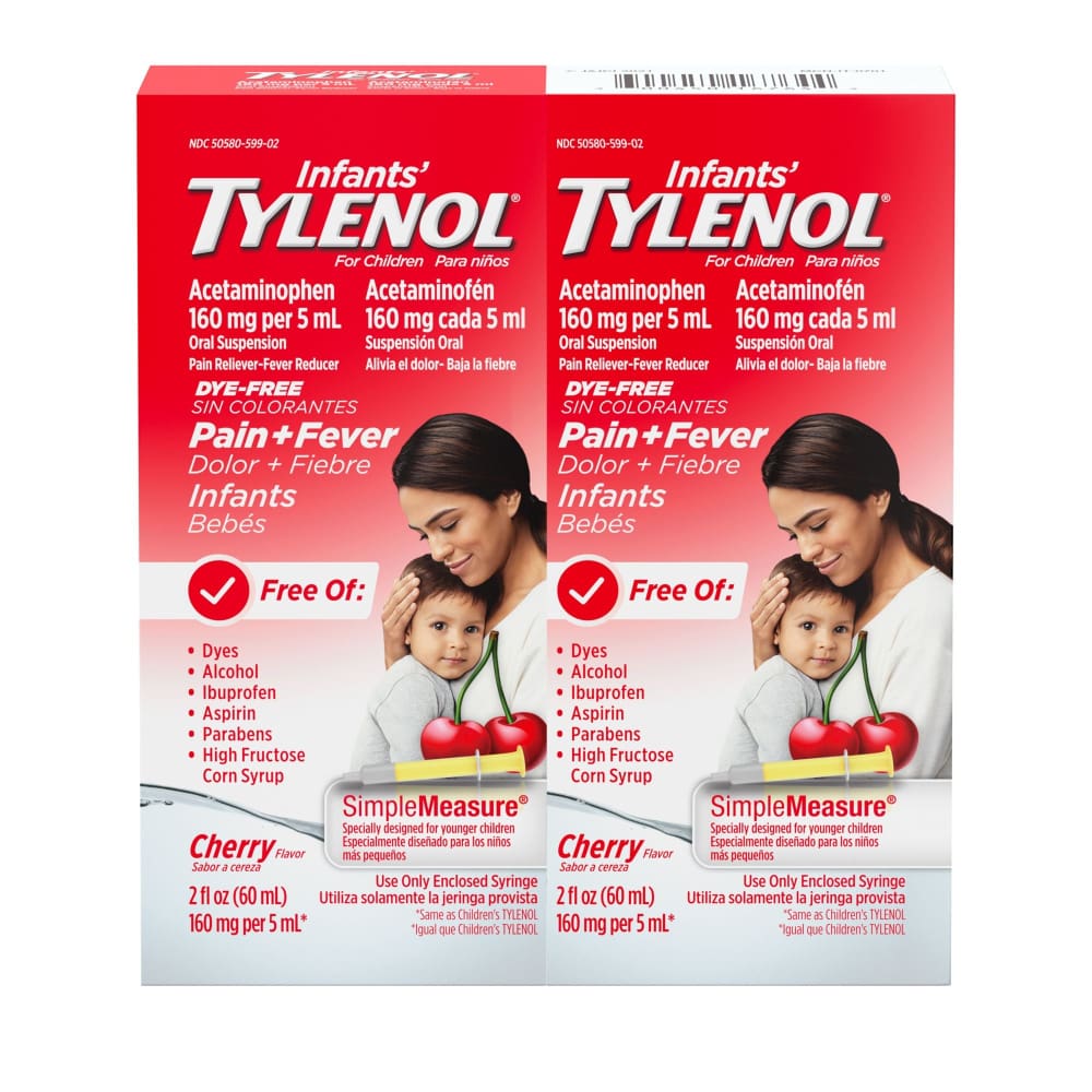 Children’s Tylenol Infants’ Tylenol Dye-Free Oral Suspension Cherry 2 pk./2 oz. - Home/Health & Beauty/Medicine Cabinet/Pain & Fever Relief/