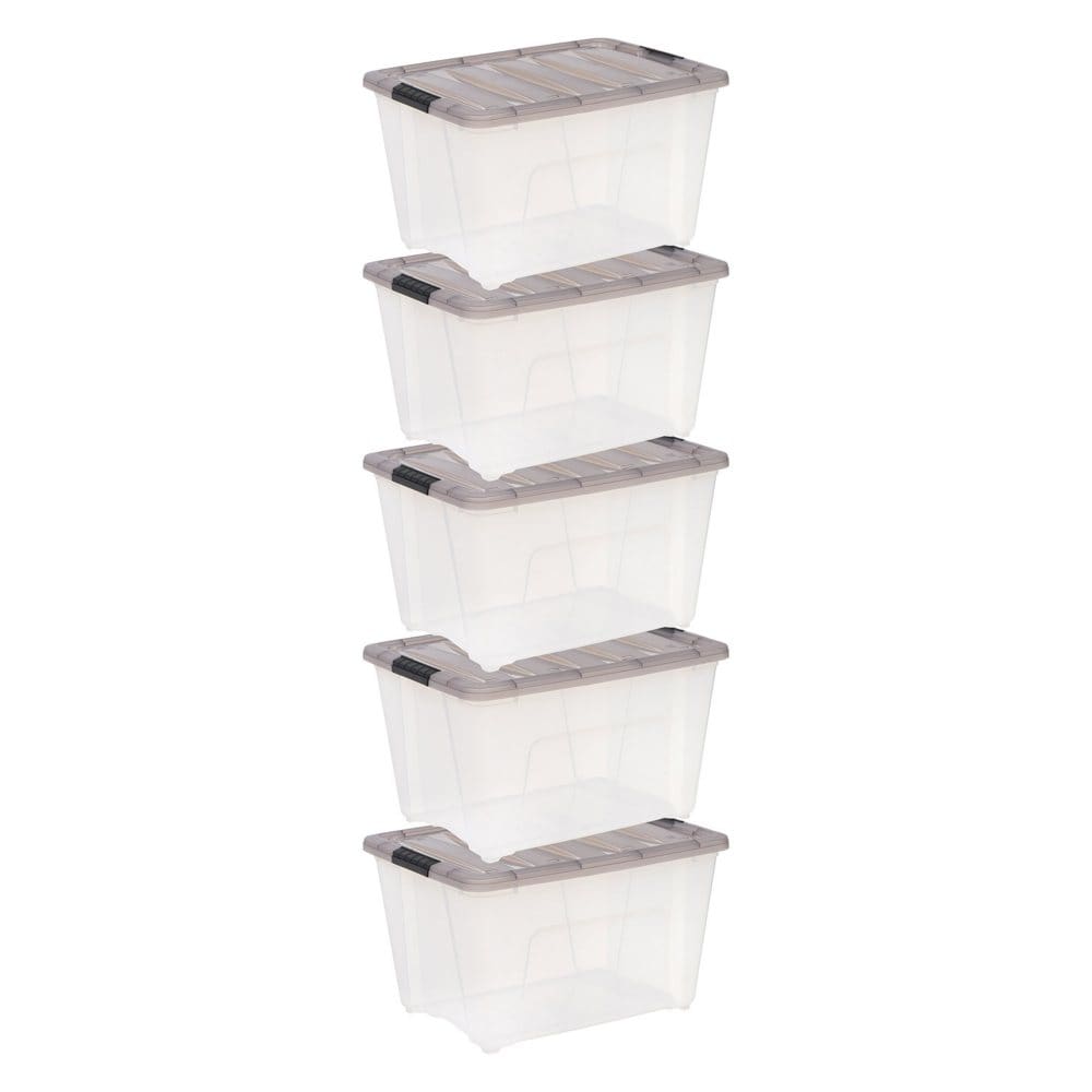 IRIS USA 53-Quart Stack & Pull Clear Plastic Storage Box Gray (Set of 5) - Storage & Organization - IRIS