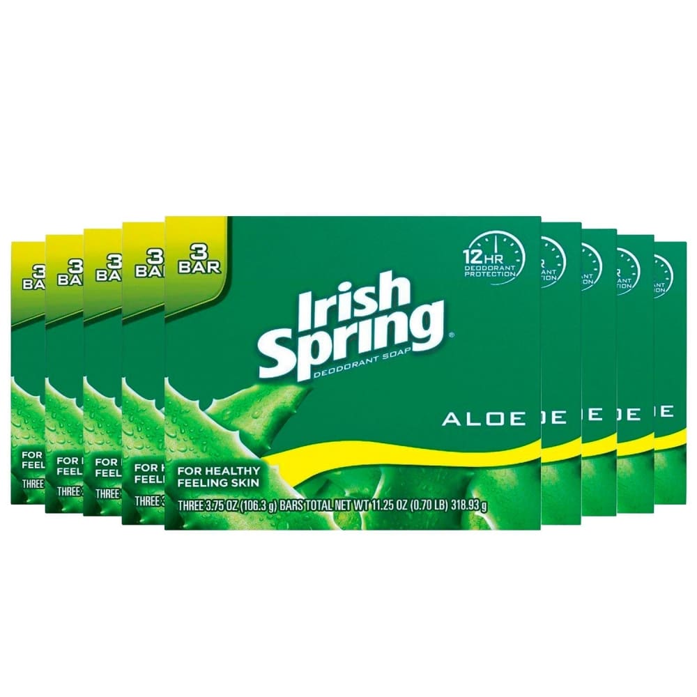 Irish Spring Deodorant Soap Aloe -3 Bars - 3.7 Oz Each 54ct - 18 Pack - Bar Soaps - Irish Spring