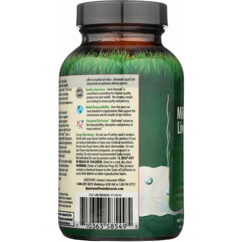 IRWIN NATURALS Vitamins & Supplements > Miscellaneous Supplements IRWIN NATURALS: Milk Thistle Liver Detox, 60 sg