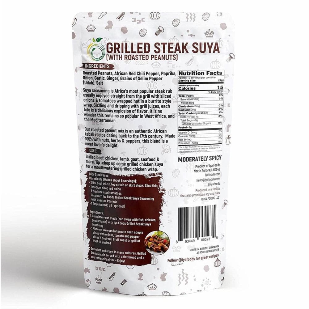 IYA FOODS LLC Grocery > Cooking & Baking > Seasonings IYA FOODS LLC: Grilled Steak Suya Seasoning With Roasted Peanuts, 2 oz