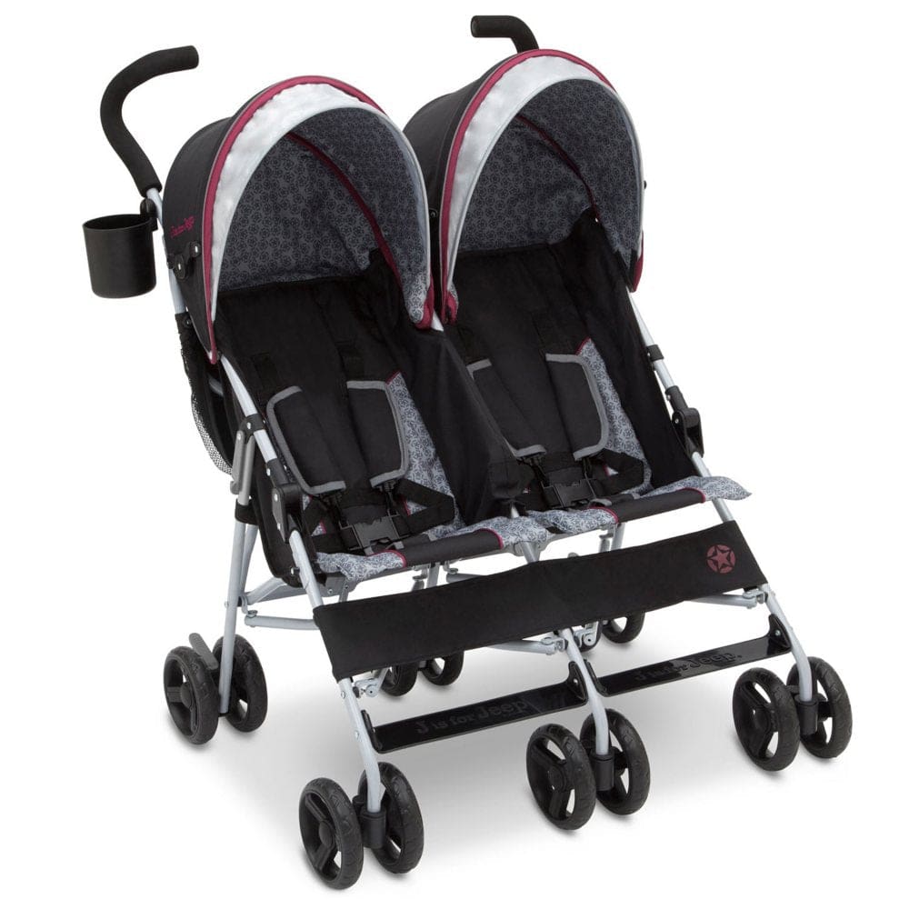 J is for Jeep Brand Scout Double Stroller Lunar Burgundy - Strollers - J