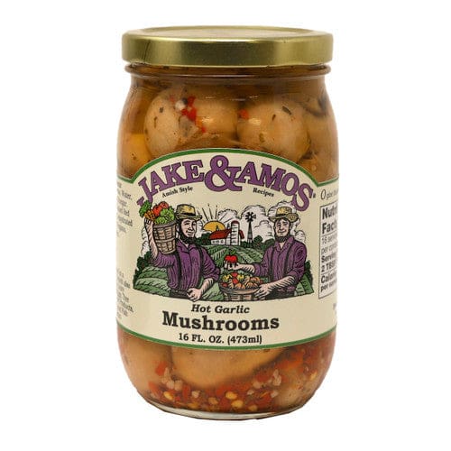 Jake & Amos J&A Hot Garlic Mushrooms 16oz (Case of 12) - Misc/Pickled & Jarred Goods - Jake & Amos