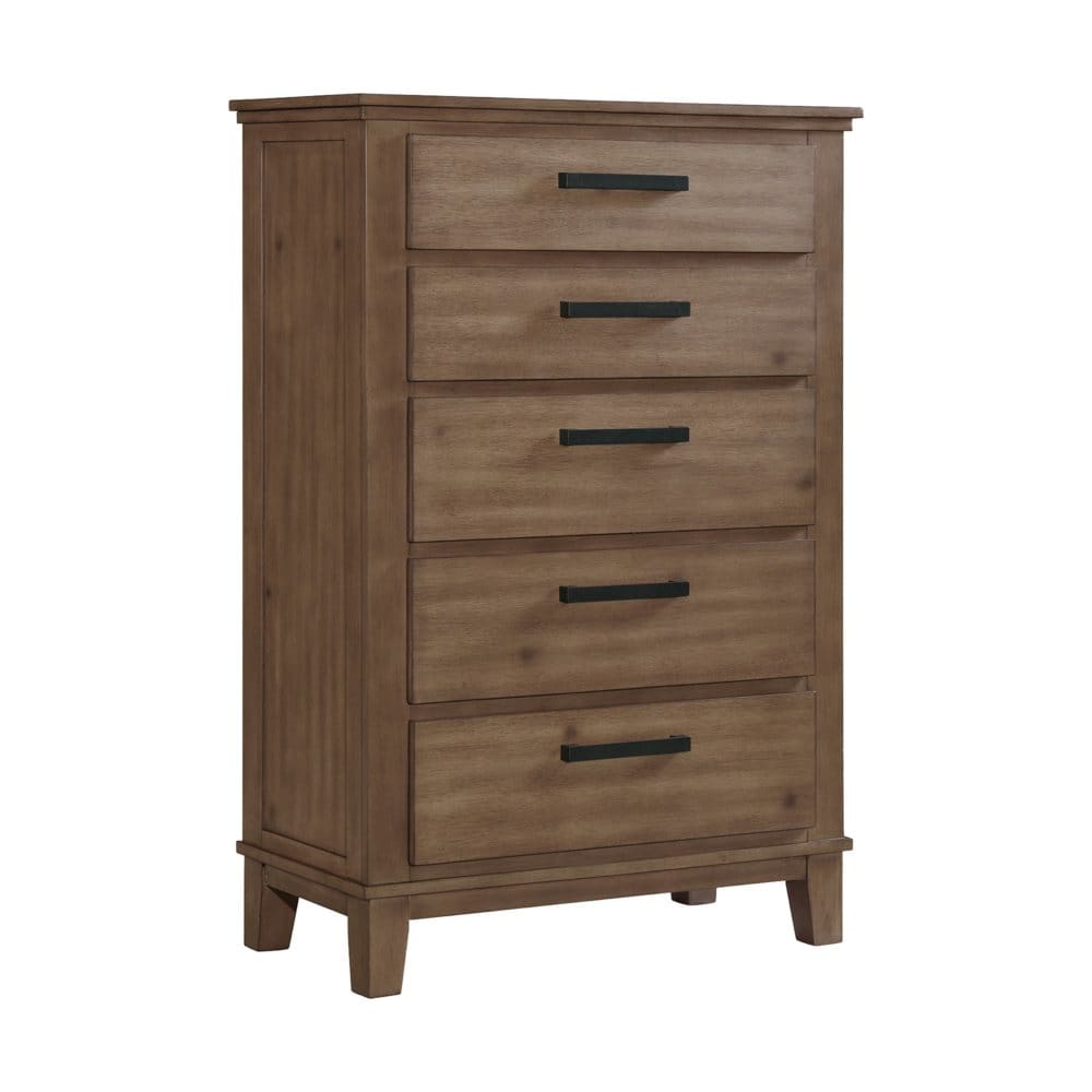 Jaxon 5-Drawer Acacia and Manufactured Wood Chest Grey - Transitional - Jaxon