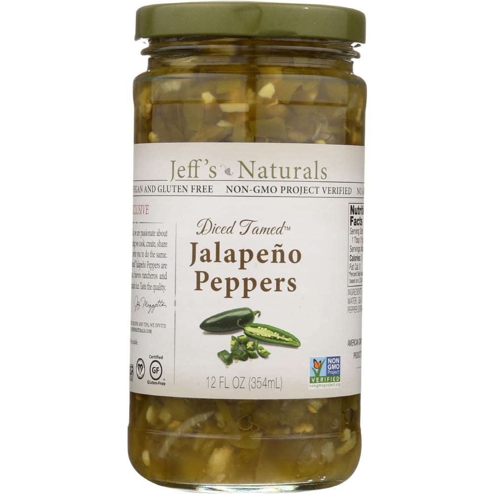 JEFFS GARDEN Diced Tamed Jalapeño Peppers, 12 oz (Pack of 5) ShelHealth