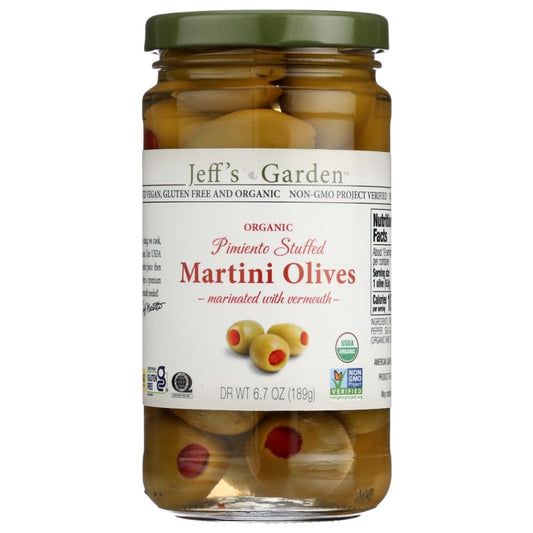 JEFFS GARDEN: Organic Pimiento Stuffed Martini Olives 12 fo (Pack of 4) - Grocery > Olives - JEFFS GARDEN