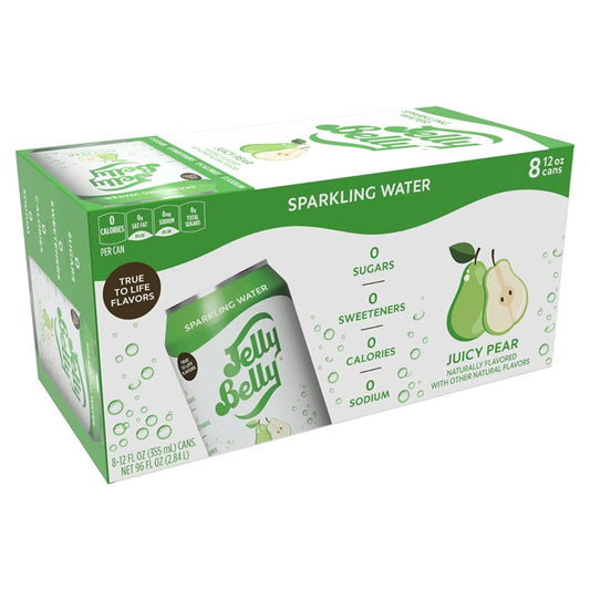 JELLY BELLY: Water Sparkling Juicy Pear 8 Cans 96 FO (Pack of 3) - Beverages > Water > Sparkling Water - JELLY BELLY