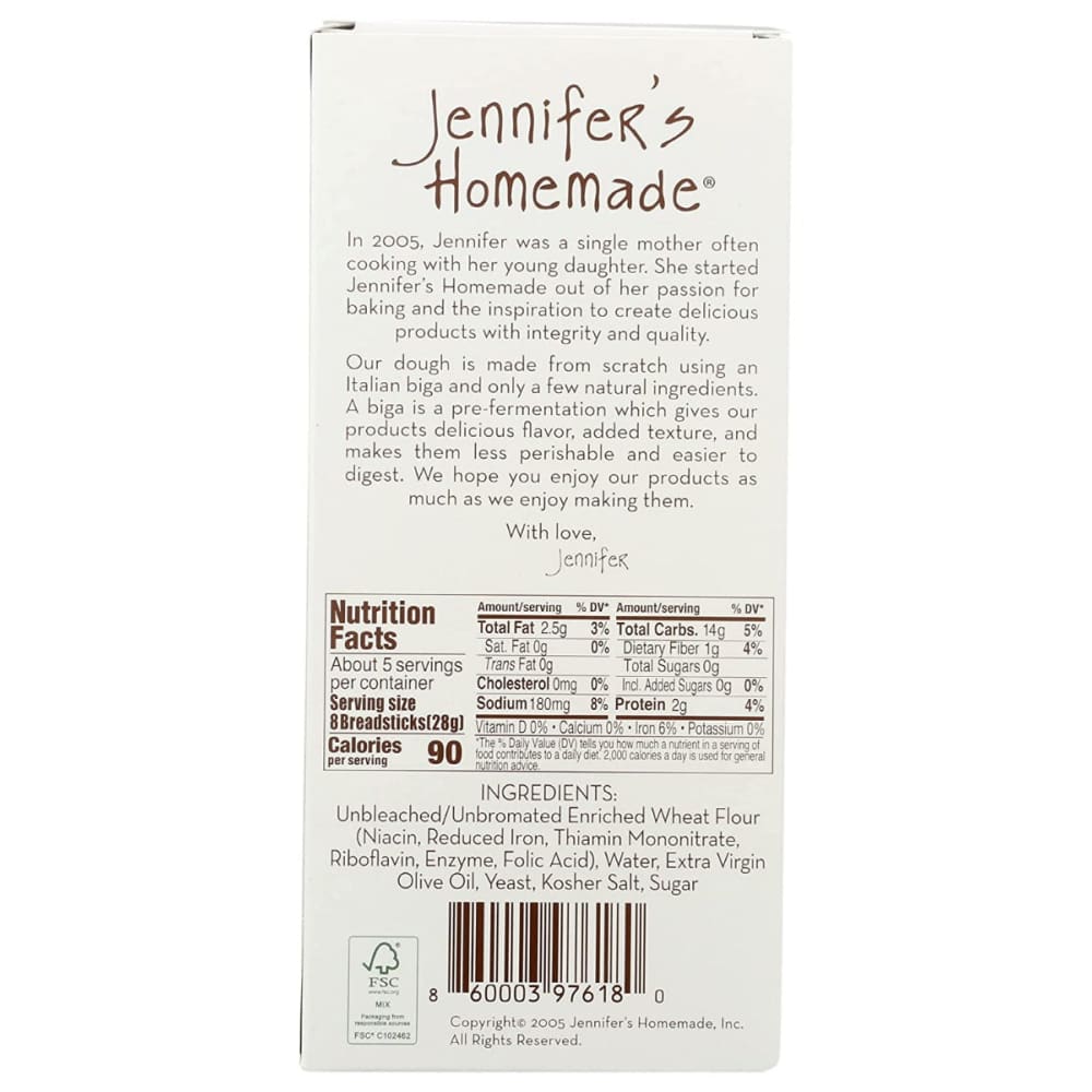 JENNIFERS HOMEMADE: Original Breadstick 5 oz - Grocery > Snacks > Crackers > Breadsticks - JENNIFERS HOMEMADE