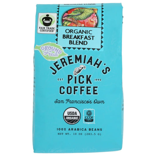 JEREMIAHS PICK COFFEE: Breakfast Blend Organic Ground Coffee 10 oz (Pack of 3) - Grocery > Beverages > Coffee Tea & Hot Cocoa - JEREMIAHS
