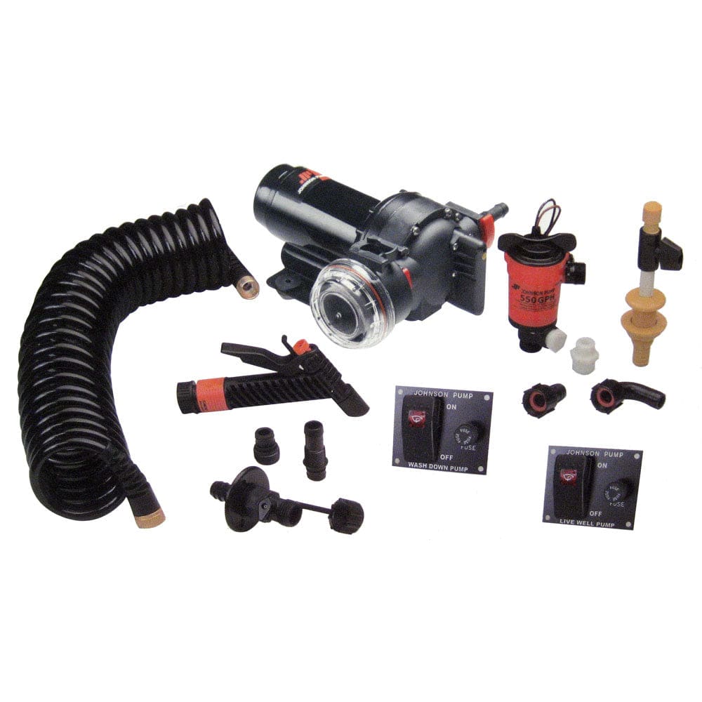 Johnson Pump Aqua Jet 5.2 GPH Wash Down/ 550 Live Well Kit - Marine Plumbing & Ventilation | Washdown / Pressure Pumps - Johnson Pump