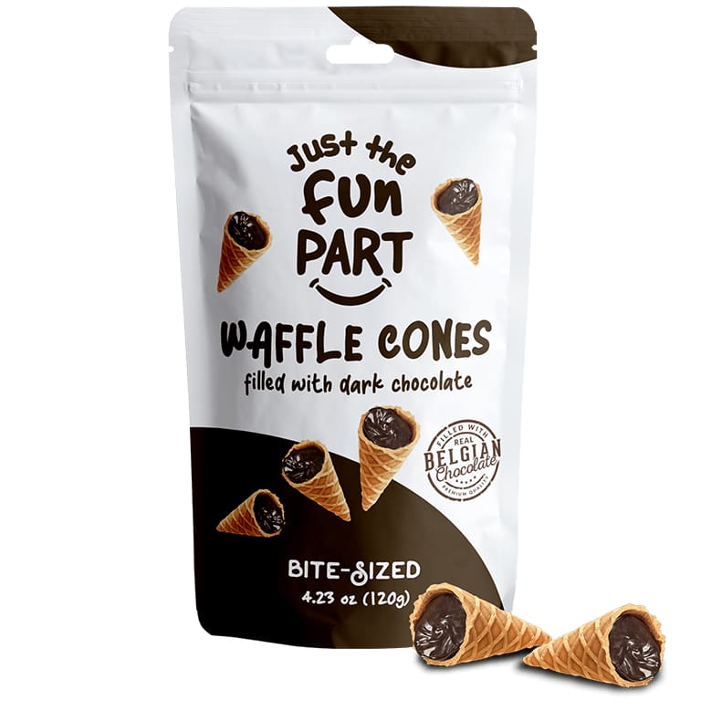 JUST THE FUN PART Grocery > Chocolate, Desserts and Sweets > Pastries, Desserts & Pastry Products JUST THE FUN PART: Waffle Cone Mini Dk Choc, 4.23 oz