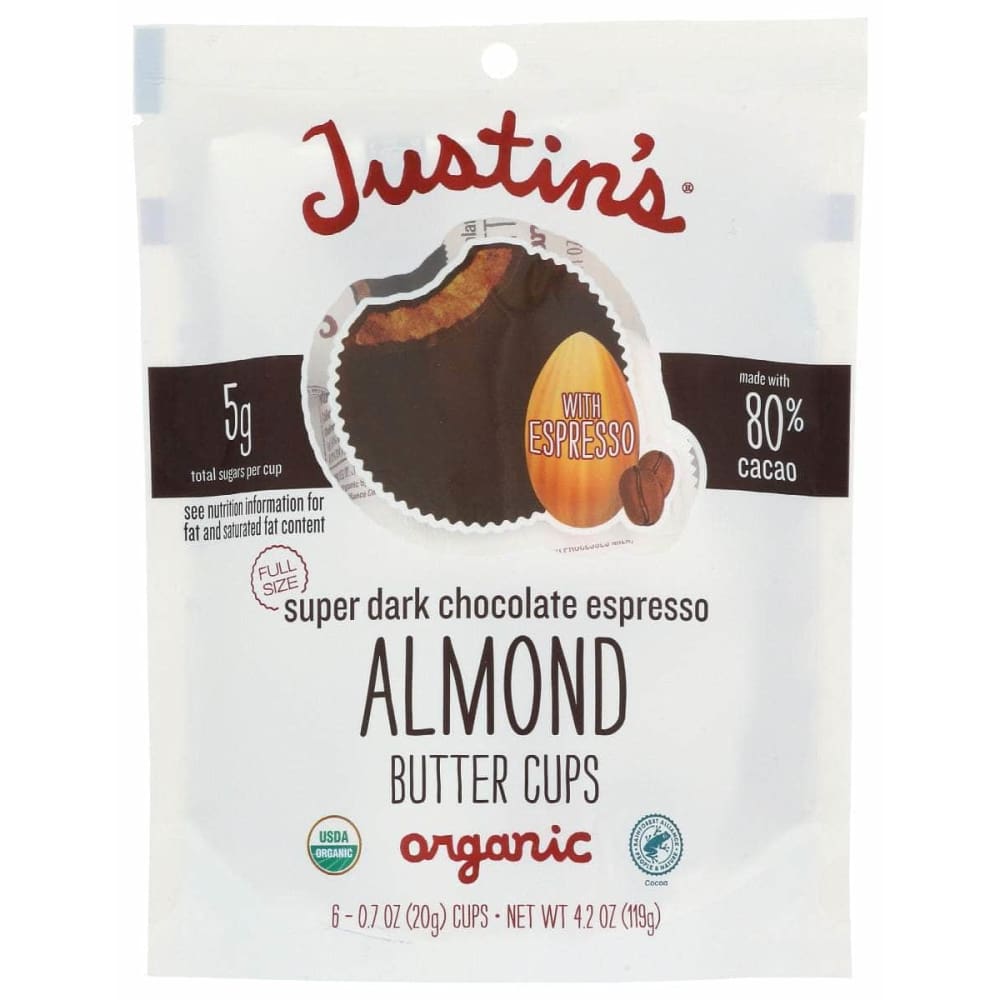 JUSTIN'S Grocery > Chocolate, Desserts and Sweets > Chocolate JUSTIN'S Cups Dk Almd Bttr Esprso, 4.2 oz