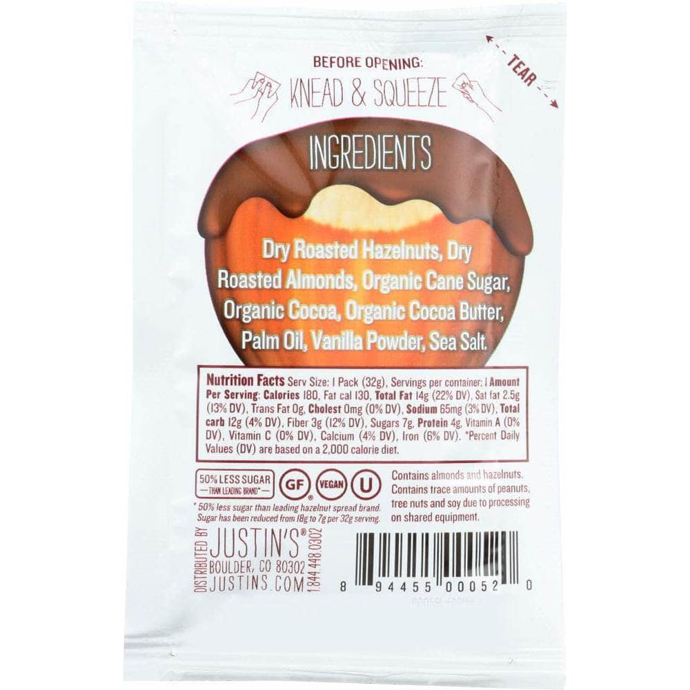 Justins Justin's Nut Butter Squeeze Pack Chocolate Hazelnut, 1.15 oz