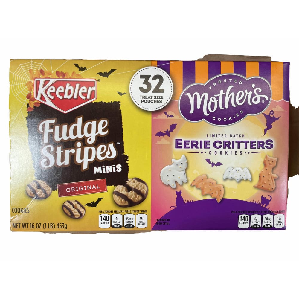 OTG Variety Packs Keebler Fudge Stripe Minis Original and Mother's Cookies Eerie Critters Halloween Variety Pack (32 Count)