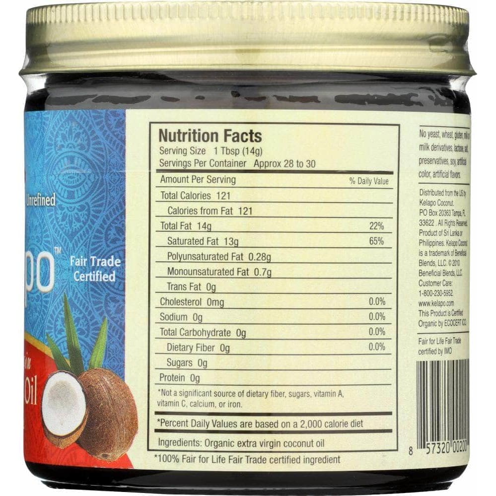 Kelapo Kelapo Organic Extra Virgin Fair Trade Coconut Oil, 14 oz