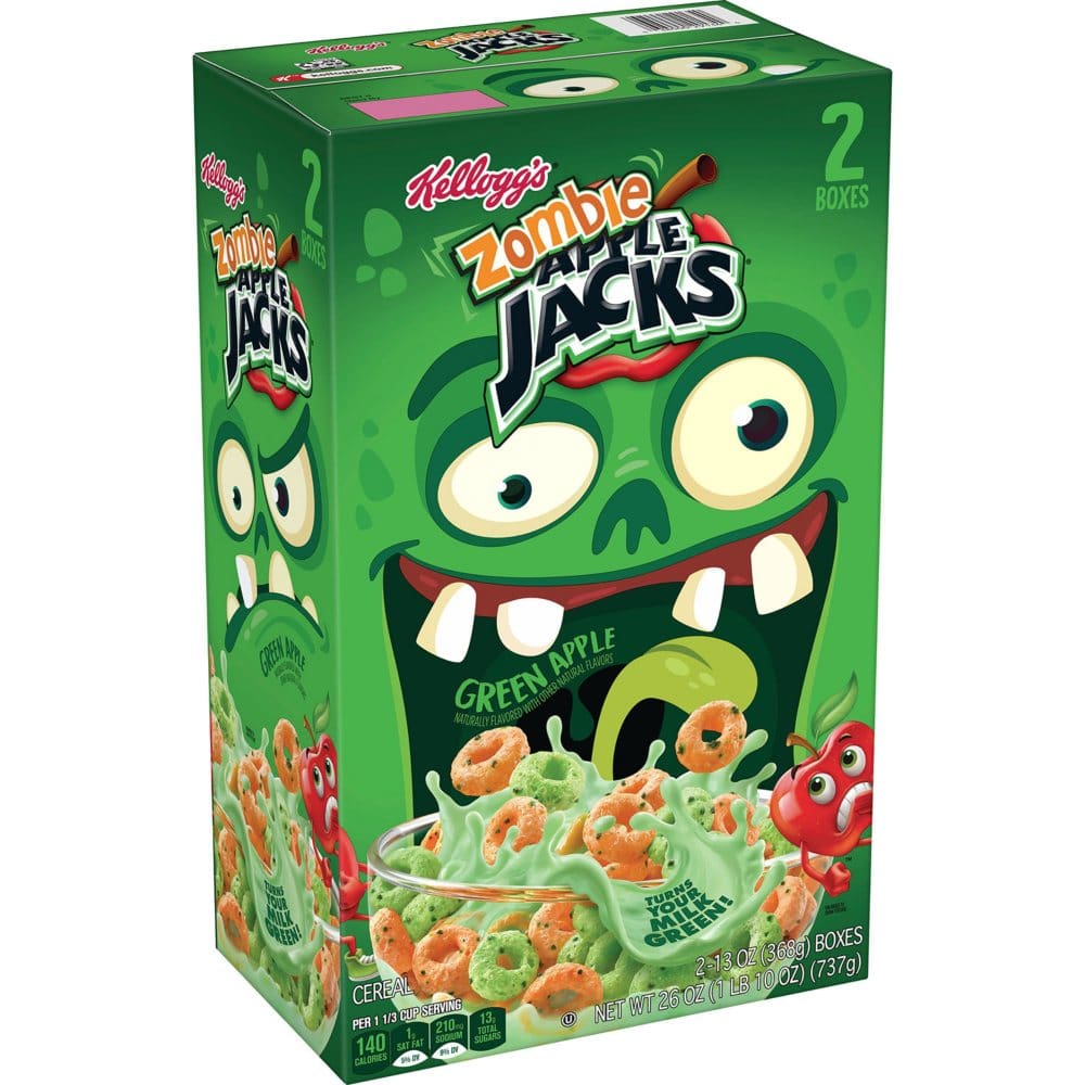 Kellogg’s Apple Jacks Zombie Green Apple Breakfast Cereal (2 pk.) - Limited Time Pantry - Kellogg’s