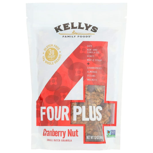 KELLYS FOUR PLUS GRANOLA: Granola Cranberry Nut 12 oz (Pack of 3) - Breakfast > Breakfast Foods - KELLYS FOUR PLUS GRANOLA