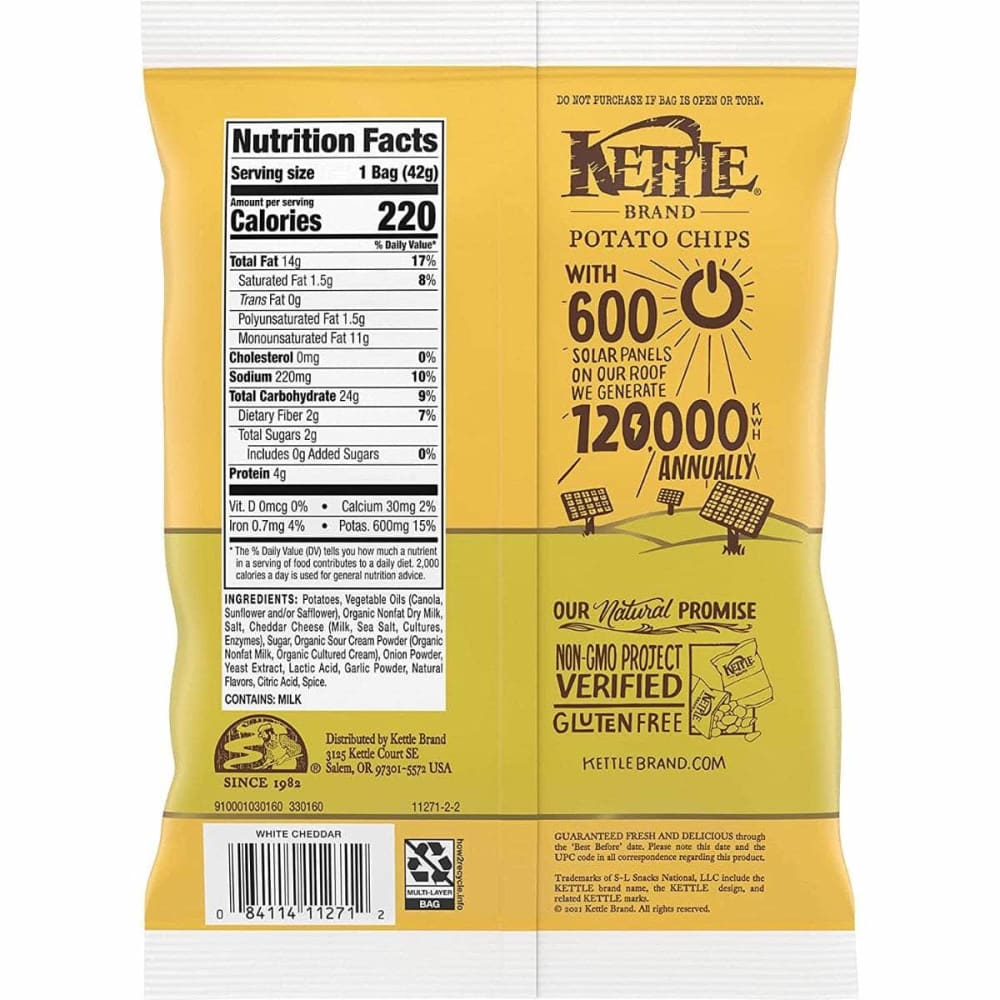 KETTLE FOODS Kettle Foods Chip Pto White Cheddar, 1.5 Oz