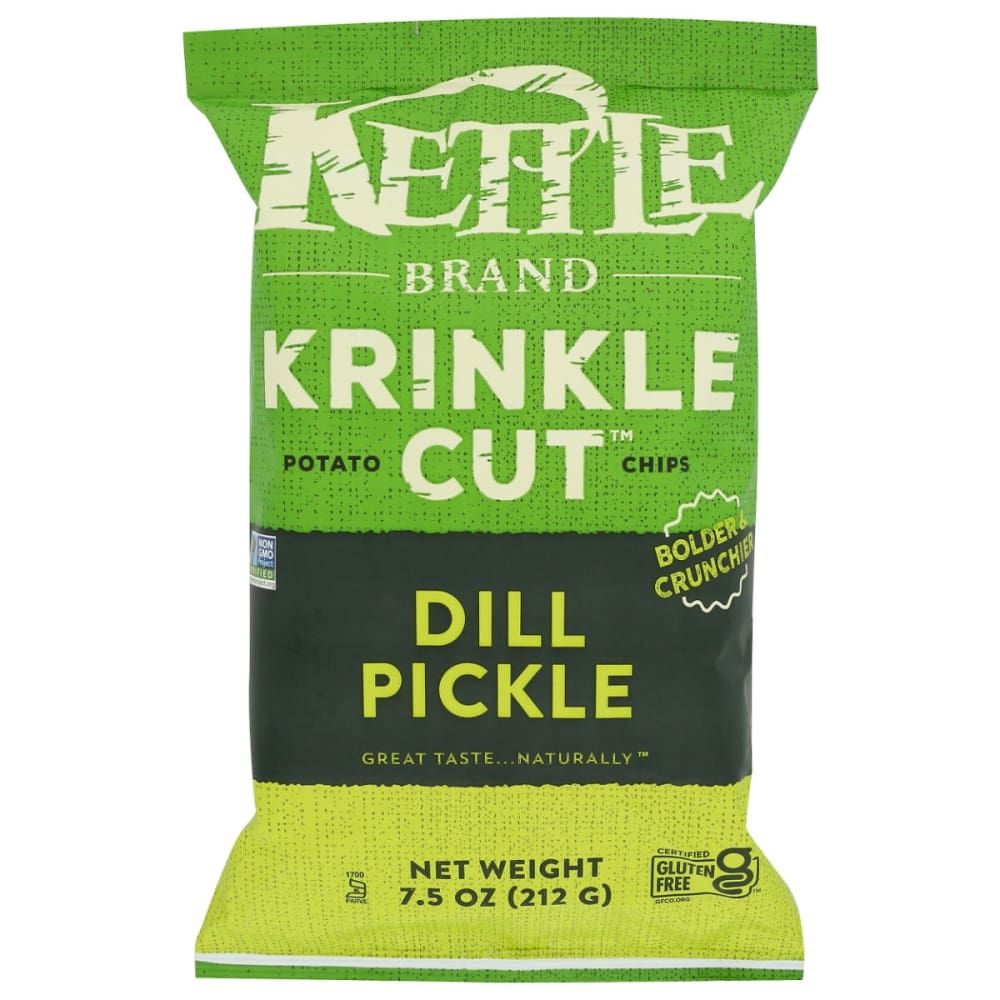KETTLE FOODS: Krinkle Cut Dill Pickle Potato Chips 7.5 oz (Pack of 5) - KETTLE FOODS