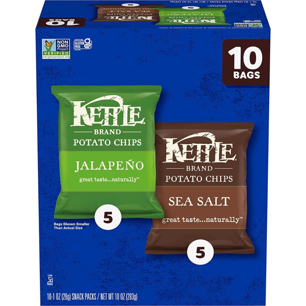 KETTLE FOODS: Variety Pack of Sea Salt and Jalapeno Potato Chips 10 Count 10 OZ (Pack of 3) - Grocery > Snacks > Chips > Potato Chips -