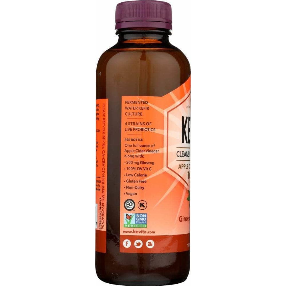 Kevita Kevita Organic Cleansing Probiotic Apple Cider Vinegar Tonic Ginseng Mandarin, 15.2 oz
