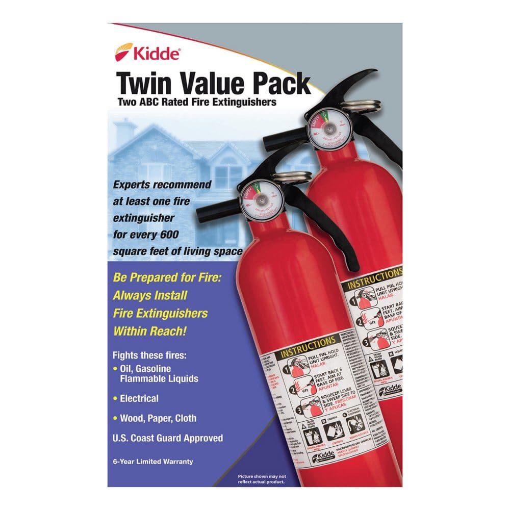 Kidde Twin Pack Fire Extinguisher Rated 1A10BC (Pack of 3) - Earthquake Survival - Kidde