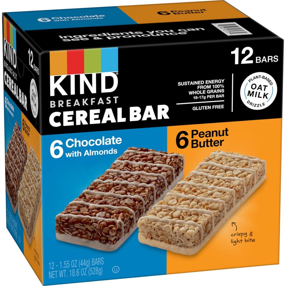 KIND Breakfast Cereal Bar Chocolate with Almonds and Peanut Butter Variety Pack (12 ct.) - Snacks Under $10 - KIND