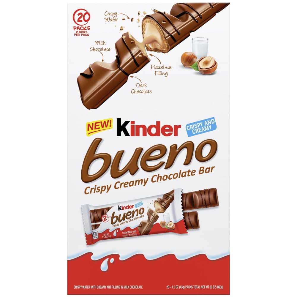 Kinder Bueno Crispy Creamy Chocolate Bars 20 ct. - Kinder