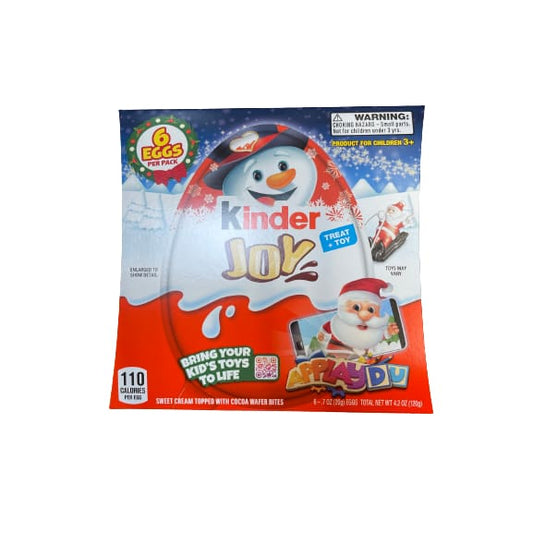 Kinder Joy Eggs Holiday Sweet Cream and Chocolate Wafers with Toy Inside Great for Holiday Stocking Stuffers 0.7 oz 6 Eggs - Kinder Joy