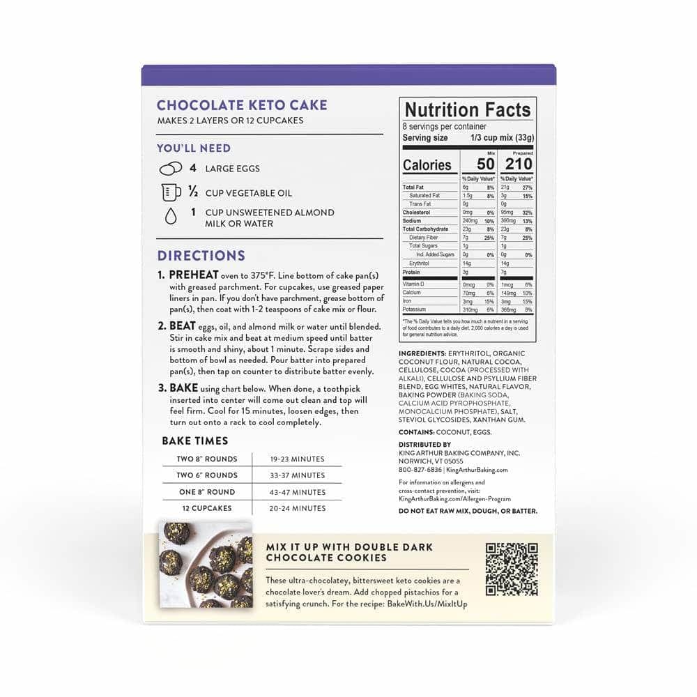 KING ARTHUR Grocery > Cooking & Baking > Baking Ingredients KING ARTHUR: Chocolate Keto Cake Mix, 9.25 oz