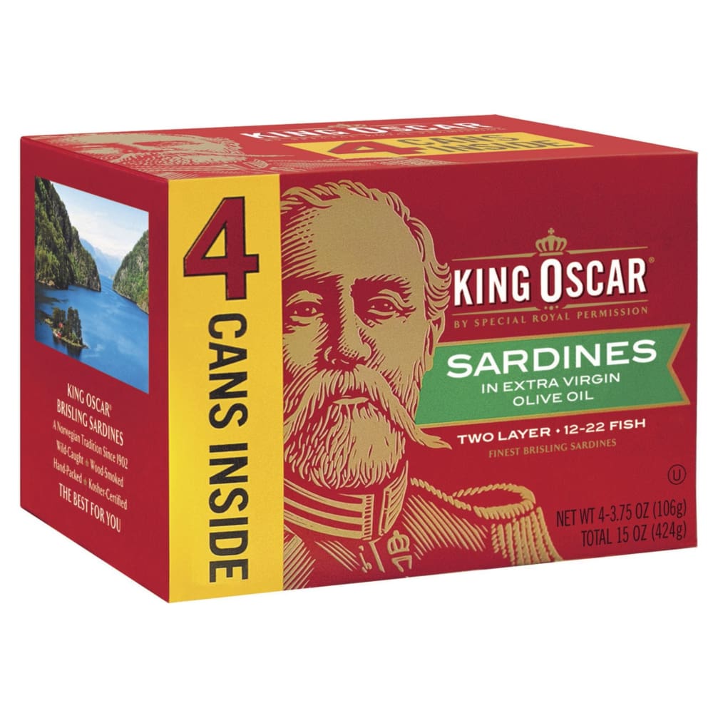 King Oscar Sardines in Extra Virgin Olive Oil 4 pk./3.75 oz. - King