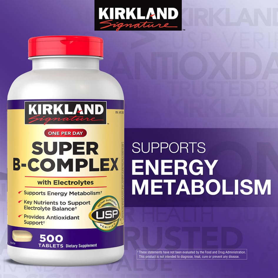 Kirkland Signature Super B-Complex with Electrolytes 500 Tablets - Kirkland Signature Grocery - Kirkland Signature